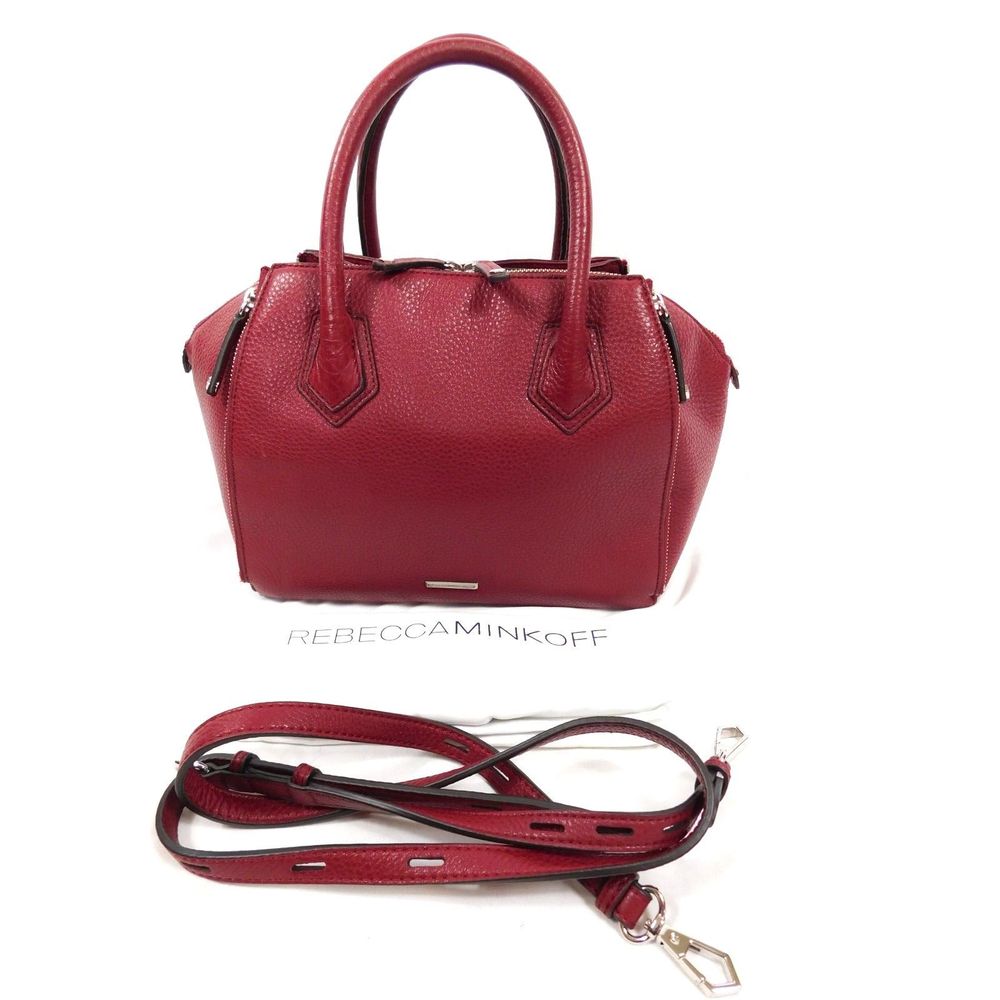 Rebecca Minkoff Red Pebble Leather Mini Perry Satchel 2-Way Crossbody Bag